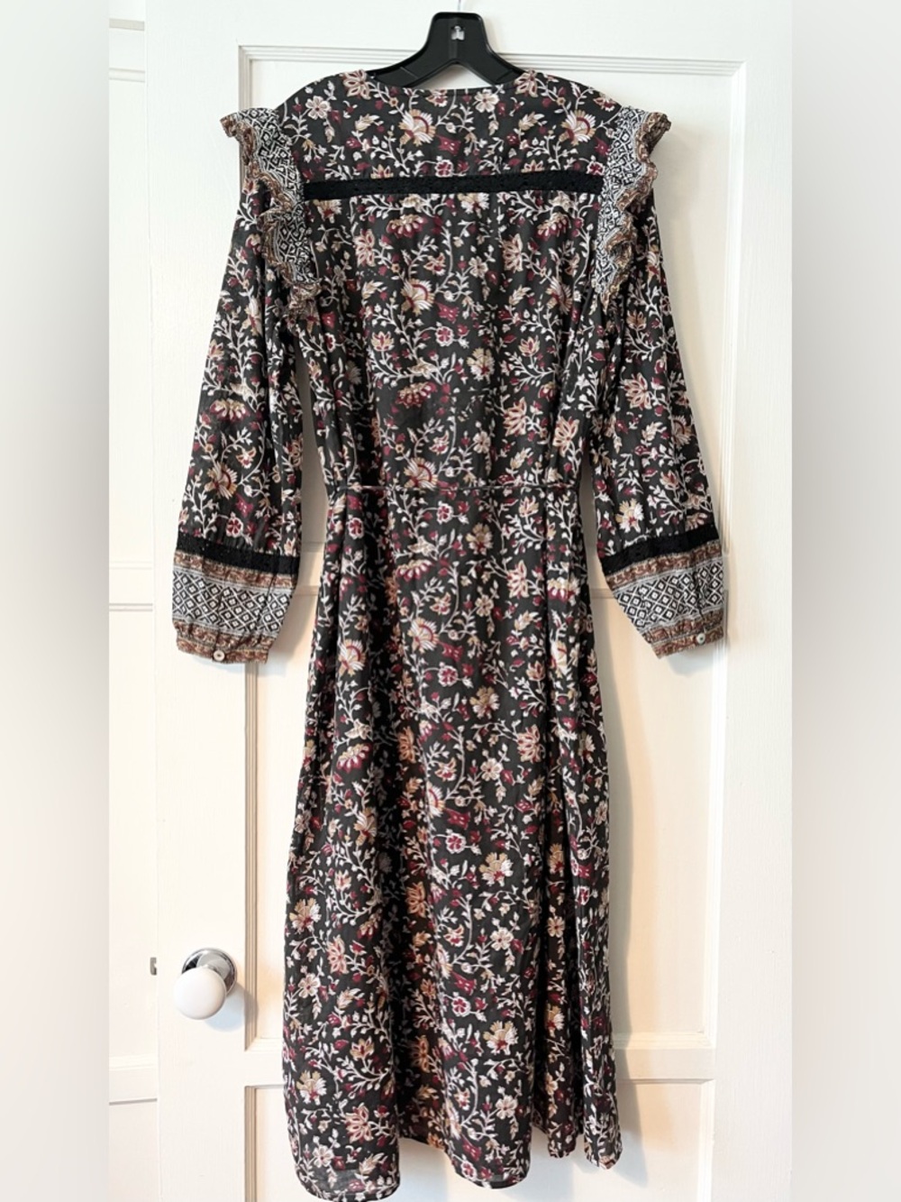 Cleobella Lotus Midi Dress Lolita Block Print Long Sleeve Organic Cotton Lined - Picture 6 of 14